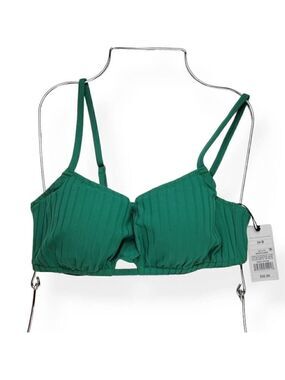 Shade & Shore Ribbed Green Underwired Bikini Top 34B